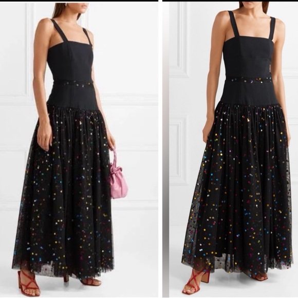 NWT STAUD Scarla cady and metallic polka-dot tulle gown Size 8 - Picture 1 of 16